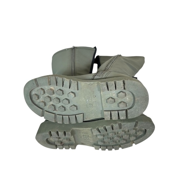 ZARA Chunky Lug Sole Knee High Rubberized Rain Boots - Picture 7 of 10